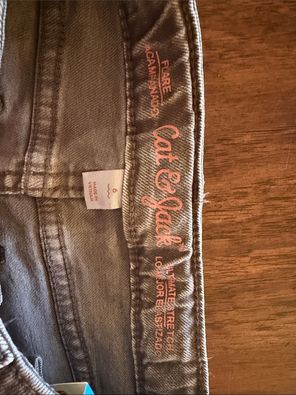 Two Pairs Girls' Flare Jeans - Brown & Light Blue Distressed Denim- Size 6 - Picture 2 of 4